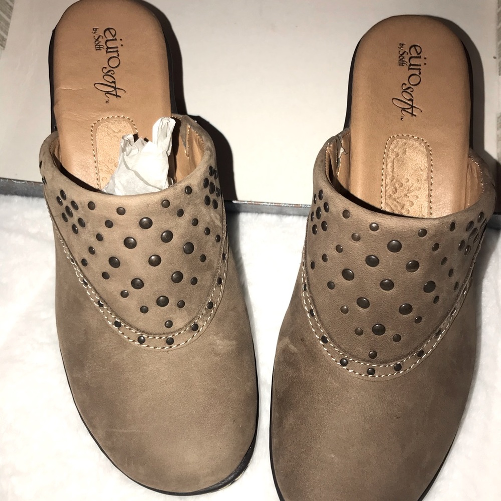 Tan Mule Shoes by Sofft, size 6.5